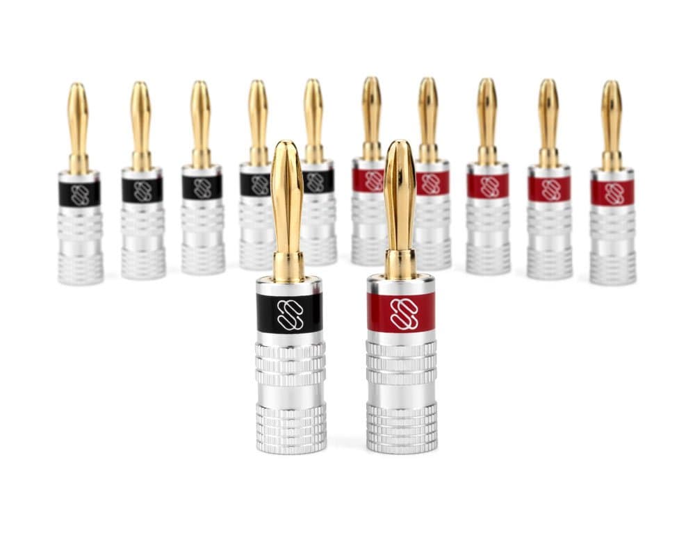 Sewell Silverback Banana Plugs, Dual Screw Lock, 6 Pair (12 Pieces)