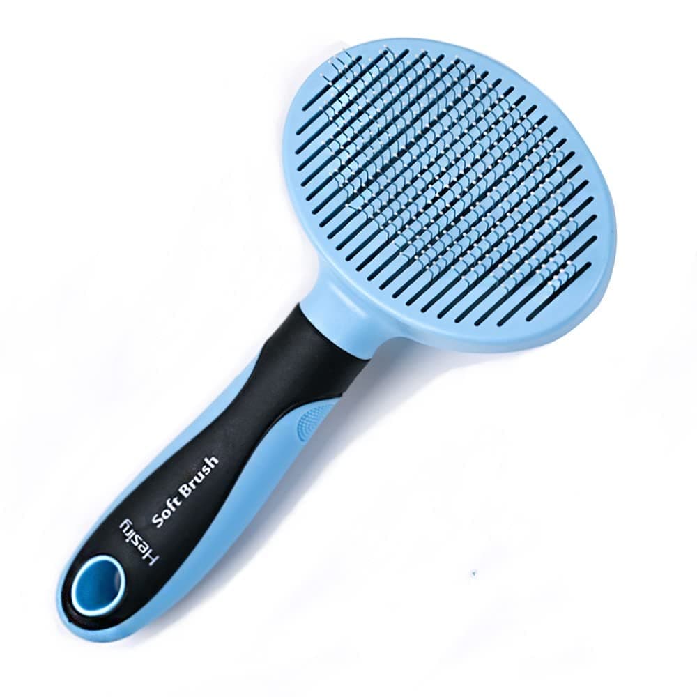 Hesiry Cat Brush Dog Brush for Shedding Removes Loose Undercoat,Slicker Brush for Dog Massage-Self Cleaning Blue