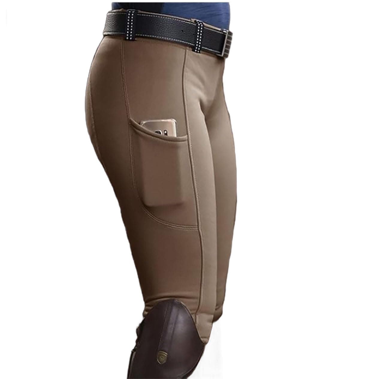 ARENVO Fashion Ladies Horse Riding Tights Elastic High Polyester Equestrian Pants for Women Horse Riding Sports Skinny Trousers,Khaki,M