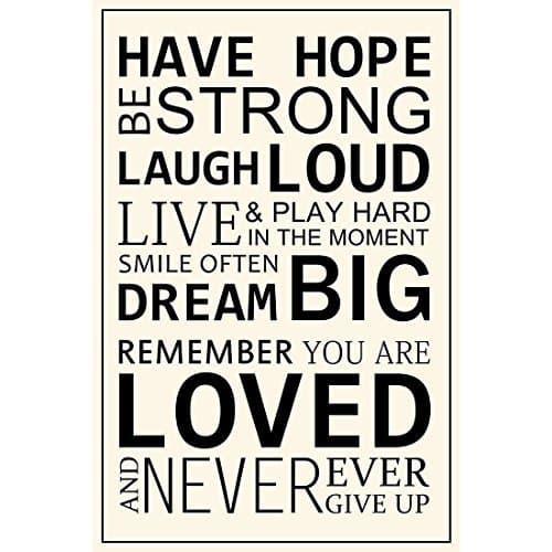 Meishe Art Motivational Sign Posters Prints Have Hope Be Strong Laugh Loud Smile Dream Never Ever Give Up Positive Life AttitudeWall Art Decor (40cm x 60cm)