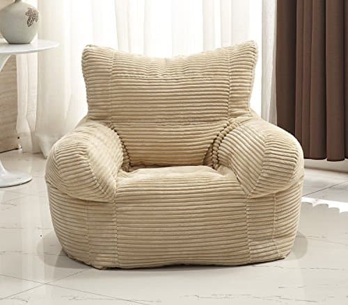 Small Corduroy Arm Chair Bean Bag, Beige