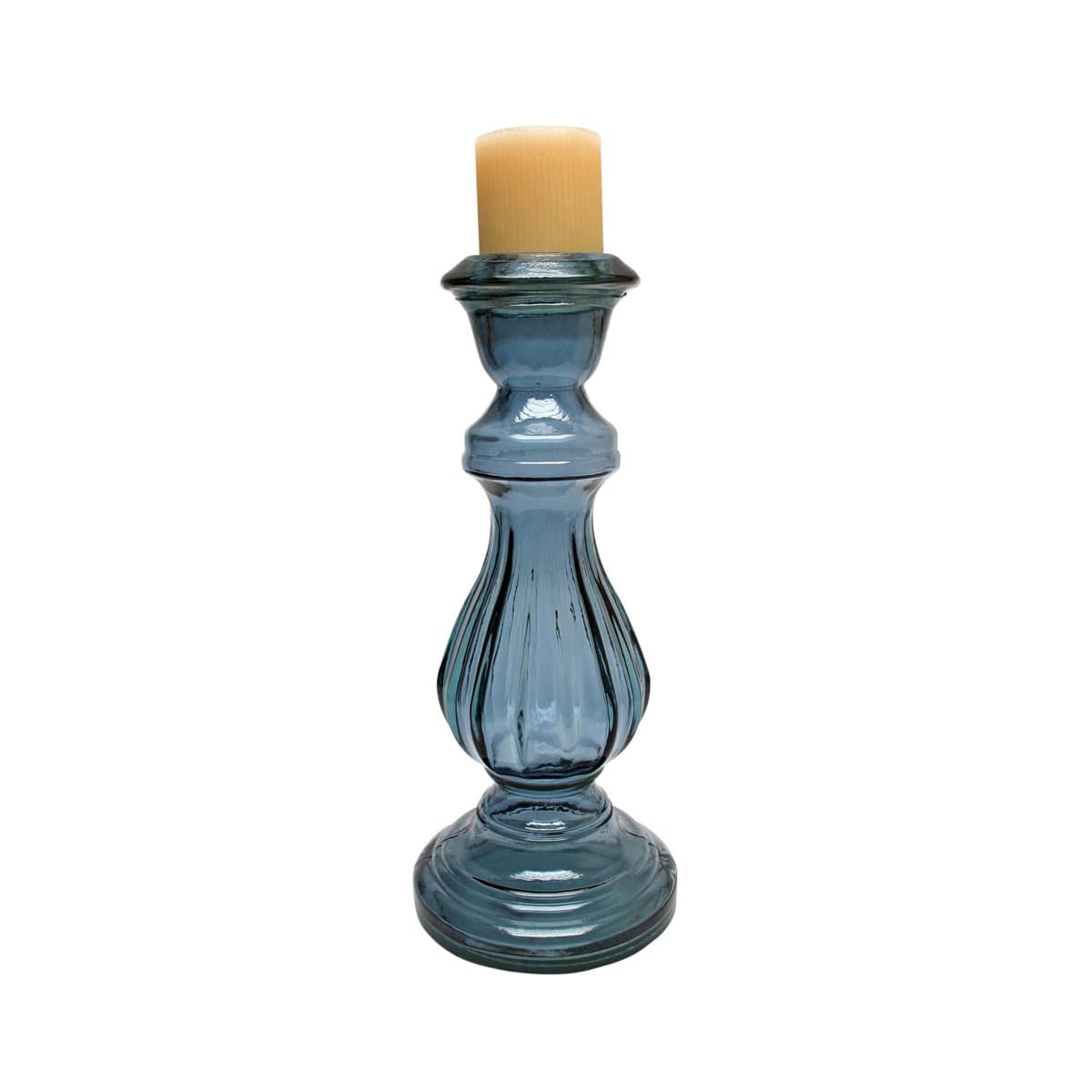 Design Toscano Jaci 16-Inch Dusk Hand-Crafted Glass Candlestick, Medium, Blue, Set of 2