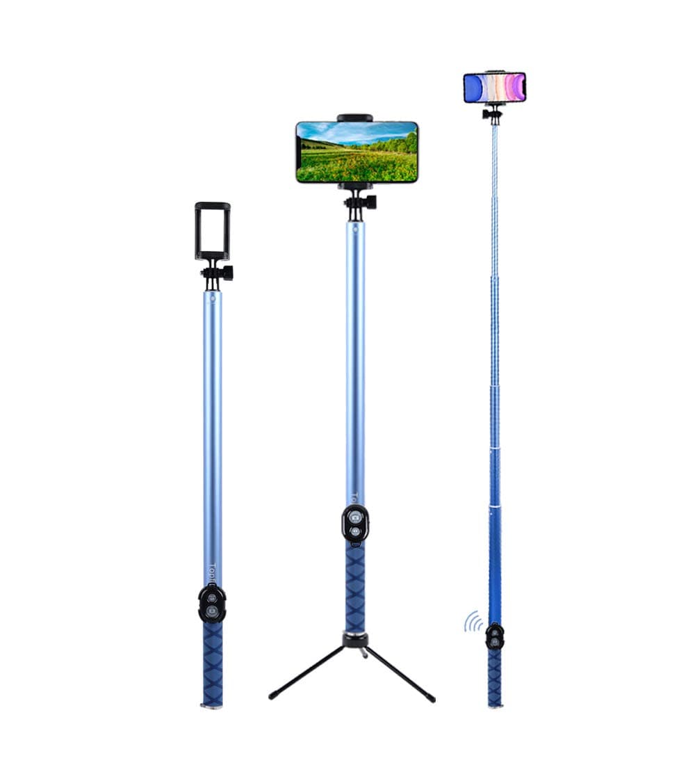 Long Selfie Stick,Extendable Foldable Selfie Stick with Wireless Bluetooth Remote and Adjustable Holder for iPhone,Samsung