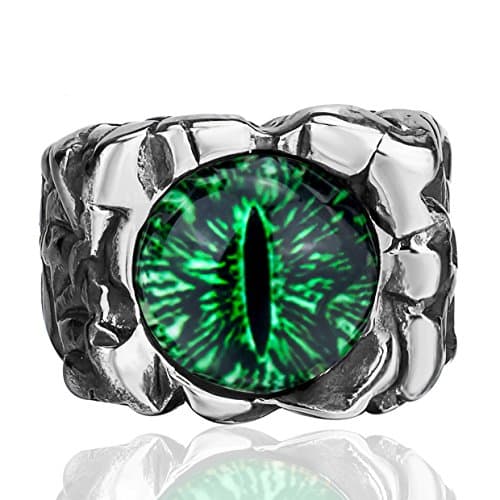Men's Women's Stainless Steel Ring Gothic Green The Devil's eye Retro Jewelry Size 10