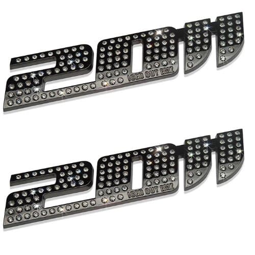 Iced Out Emz 20 Inch Wheel Emblem Platinum Black Chrome (Pack of 2)