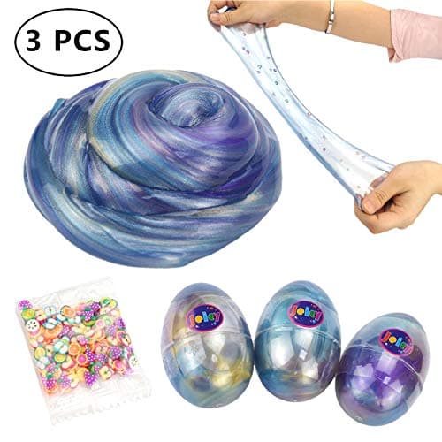 Jeicy Soft Egg Slime Colorful Fluffy Slime Scented Stress Relief Toy Sludge Toys (3 Pack)