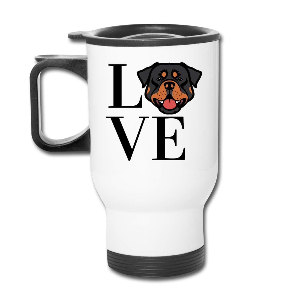 SJJY Love Rottweiler Classic Insulated Car Cup Travel Mug with Handle, 13 Oz.