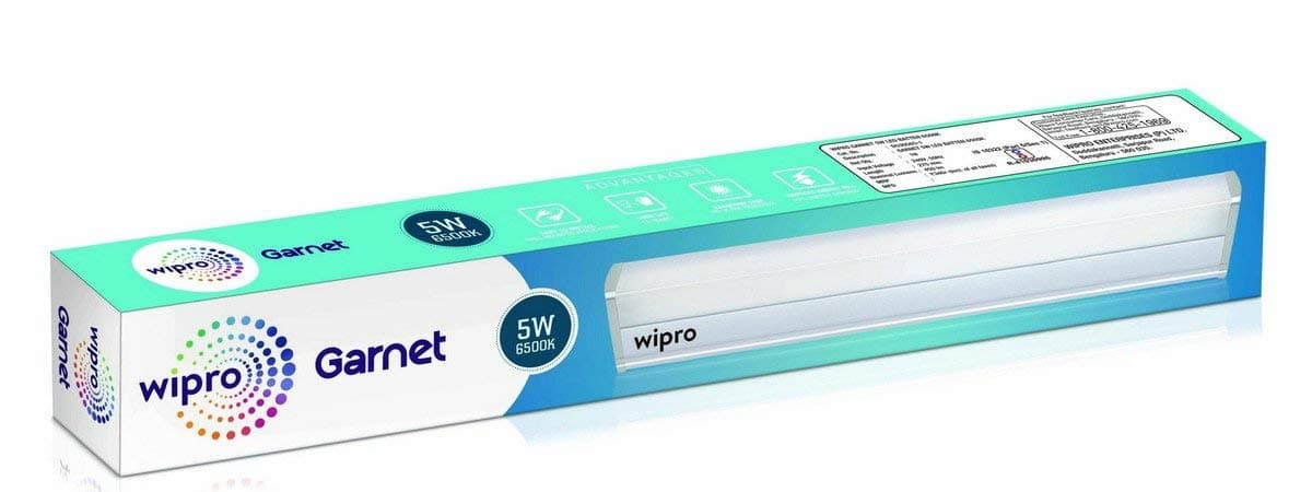 Wipro Garnet 5W LED Batten for Living Room & Bedroom | Bright & Energy Efficient Tubelight for Home | Cool white (6500K) with 500 lumen|Tubelight for Dressing Table & Mirror |1Feet , Pack of 1