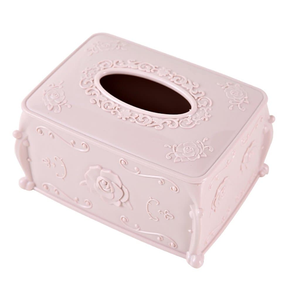 European Style Plastic Napkin Box Tissue Box Tissue Cube Box-Pink