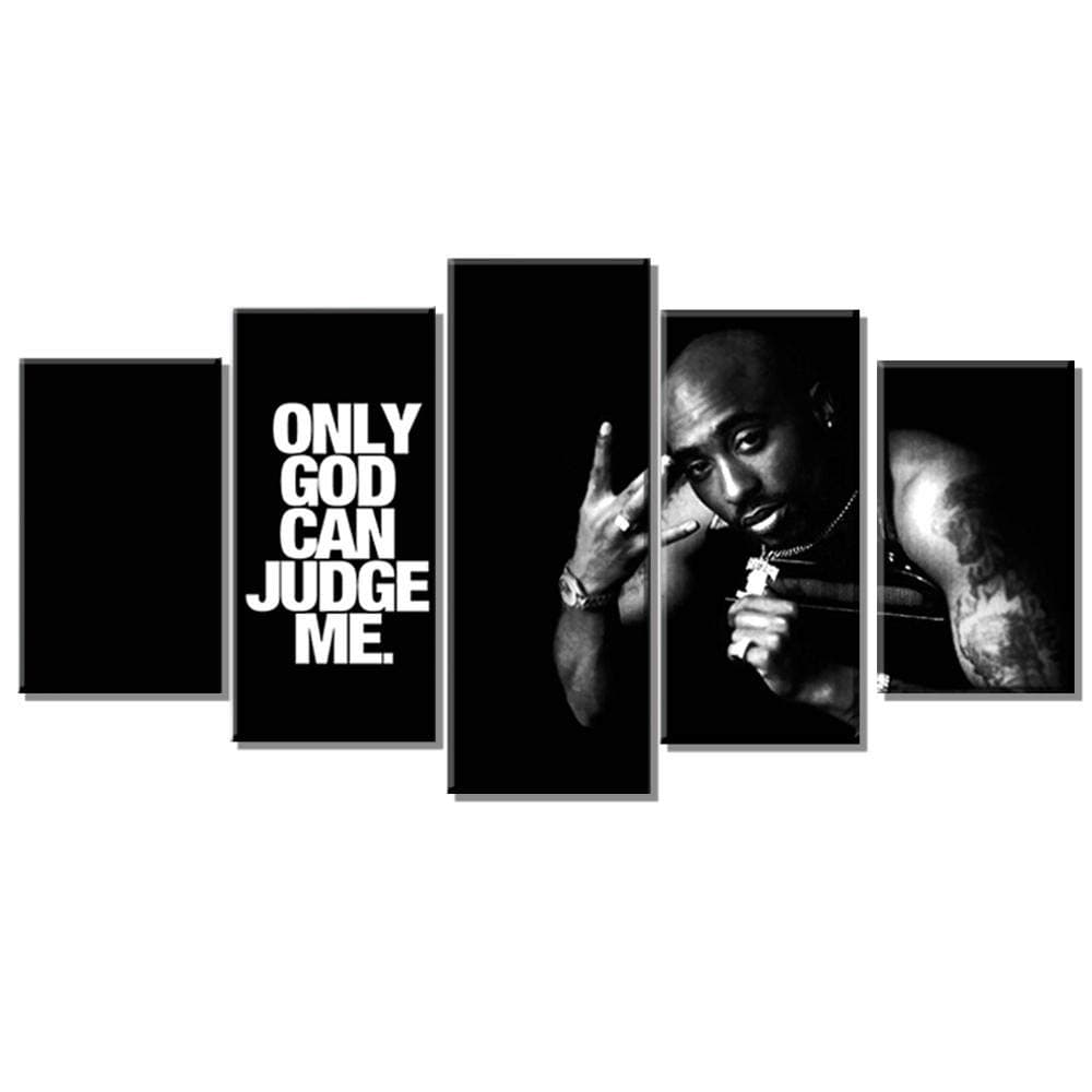 QQYYYT Modern Home Decoration 5 Pieces Tupac Amaru Shakur Rapper Canvas Art Print Poster Picture Frame Modular Wall Painting Art