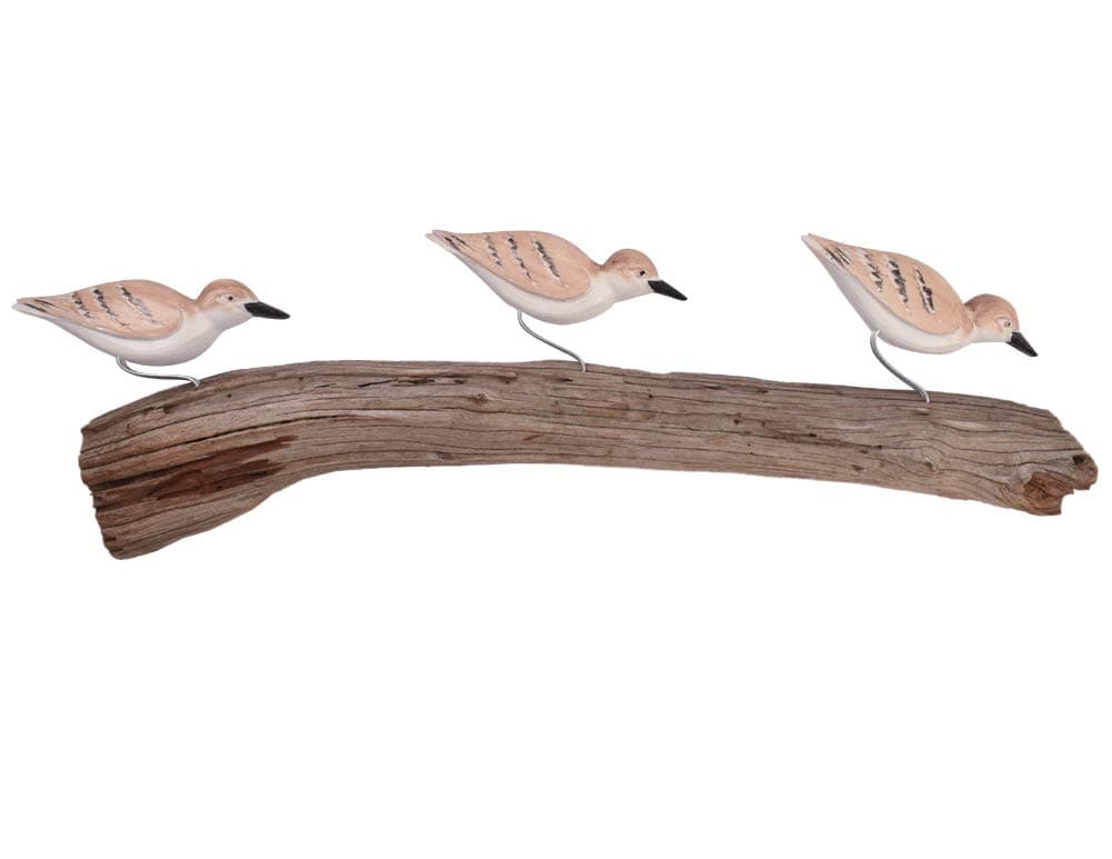 American Made Sandpiper Birds on Driftwood Wall Sculpture, 20"
