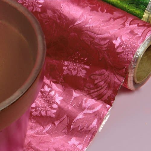 Premium Floral Foil Wrapping Paper - 20 Inches By 10 Yards (Azalea Pink)