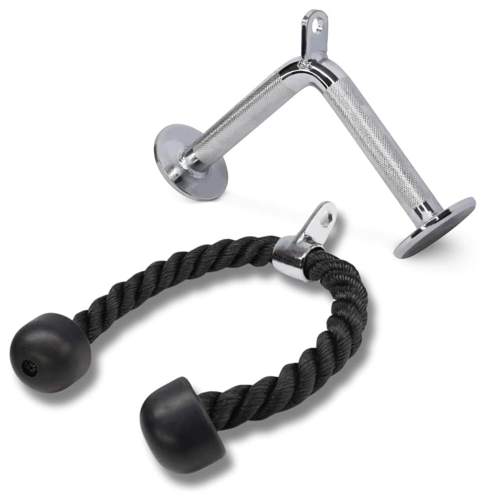 Cable Machine Attachment, Row Handles, Tricep Rope, Straight Bar, V Bar, LAT Pulldown Accessories Load 880 LB for Home Gym