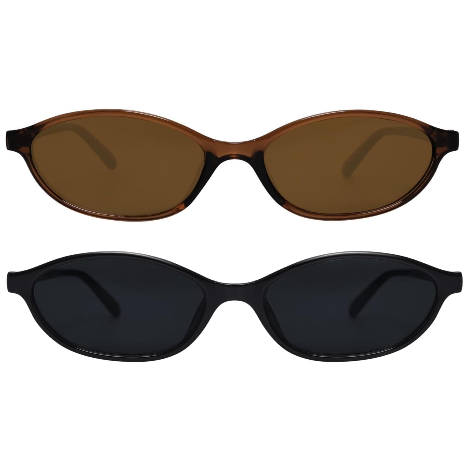 Retro Oval Sunglasses for Women Chic Cat Eye 90s Sunnies Lightweight Narrow Shades Trendy UV protection Sun Glasses