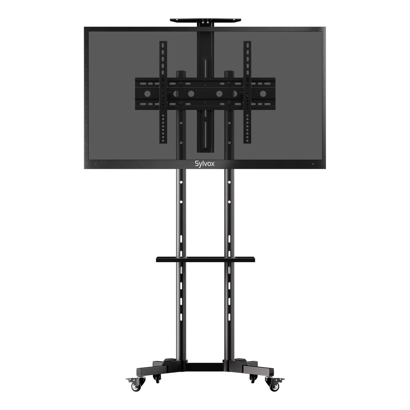 SYLVOX Mobile TV Stand on Wheels for most 32-75" Flat Curved TVs, Rolling TV Stand Tilt/Height Adjustable, Portable TV Floor Stand up to 45kg with Locking Wheels, Max VESA Compatible with 600x400mm