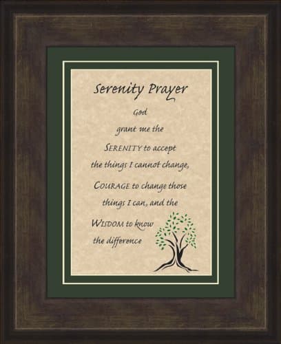 Serenity Prayer for Motivational Encouragement seeking Peace in Time of Challenge in a twelve-step program spiritual Gift Framed.