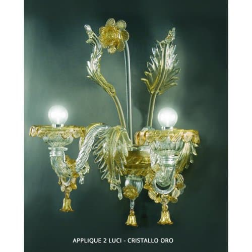 Pegaso Wall lamp 2 Lights Crystal Gold