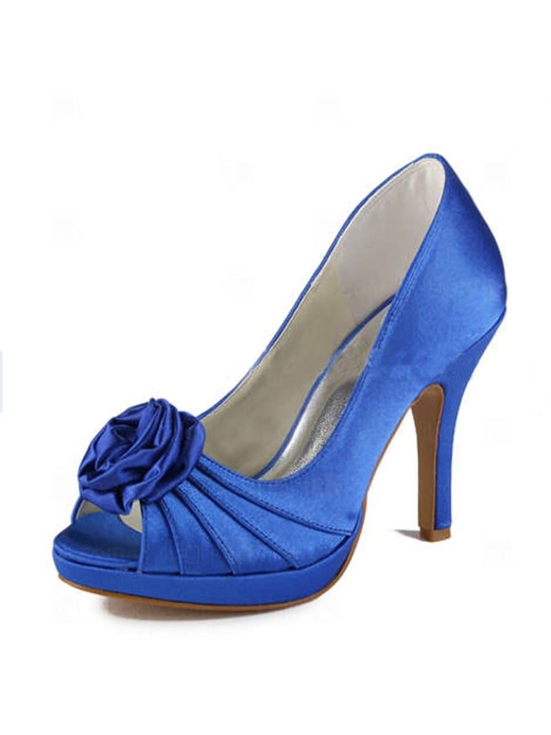 ELEGANTPARK Women's EP11043-PF Peep Toe Stiletto High Heel Platform Pump Satin Flowers Prom Shoes