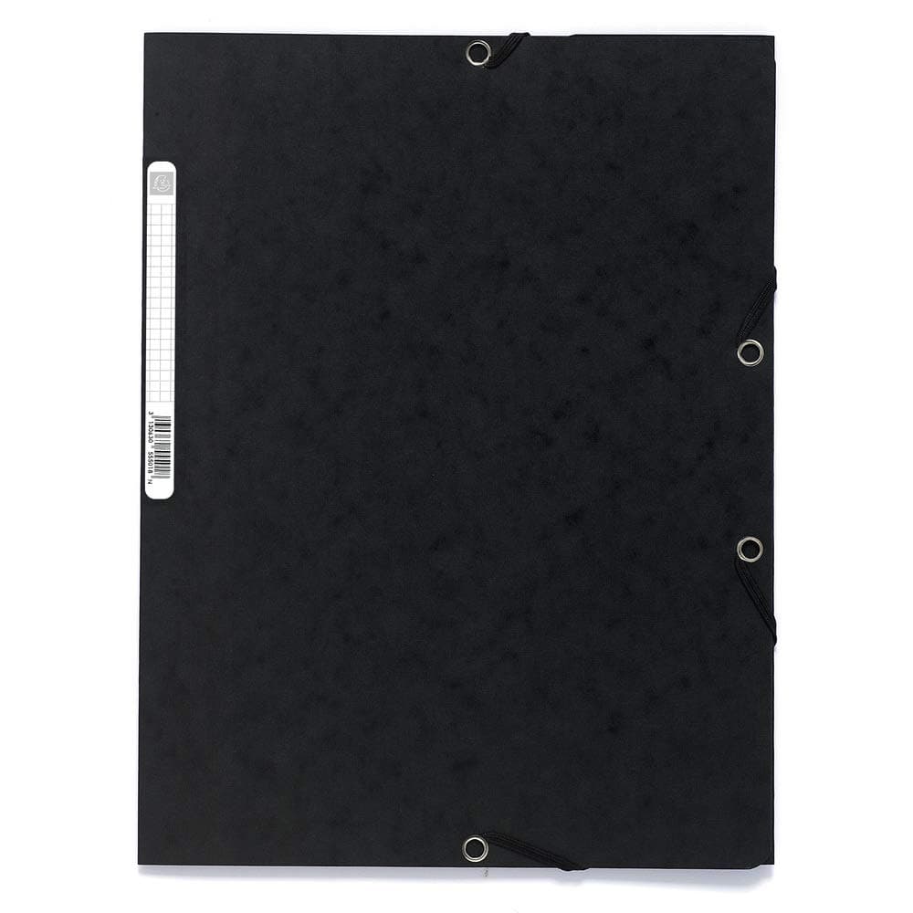 Exacompta - Ref. 55501E - 1 folder with elastic bands - pockets with 3 flaps - in 400 g/m2 glossy card - dimensions 24 x 32 cm for A4 format documents - black color