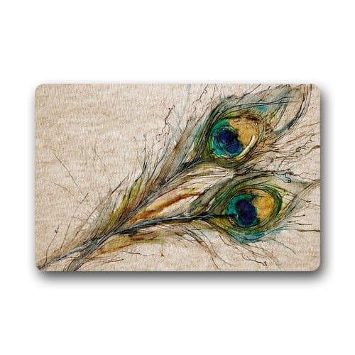 Doormat Machine-Washable Door Mat Peacock Indoor/Outdoor Decor Rug 30(L) x 18(W) Inch