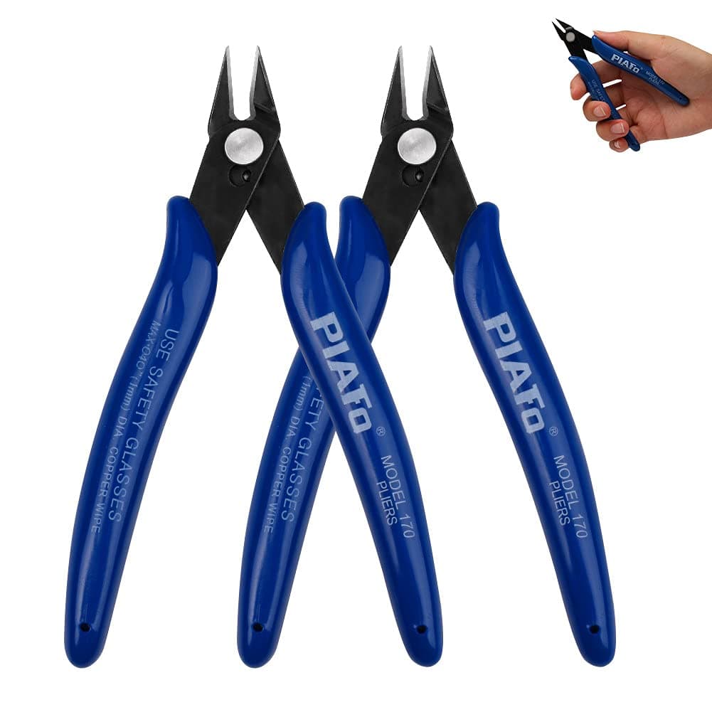 2Pcs Wire Cutters Precision Side Cutters Small Flush Cutter Mini Wire Snips Cable Cutter Electrical Cutting Pliers Non-Slip Handle for Cable Ties Coil Making DIY Craft Jewelry Home