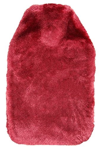 Premium BS Natural Hot Water Bottle with Luxury Soft Fur Cosy Cover - 2 Litre (Red)