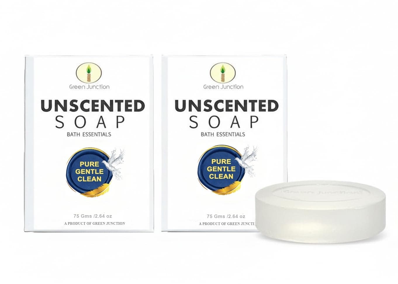 Green Junction Unscented Soap 75 G l Fragrance Free l Glycerine Rich Mild Soap (Pack of 2,75 Gms each)