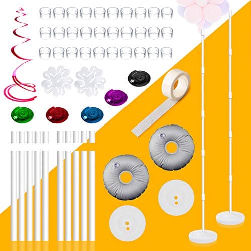 2 Set Balloon Column Kit Base Stand and Pole, KABB 61 inch Height [UPGRADE] Balloon Column Stand, 30Pcs Balloon Rings DIY Balloon Stand Arch Kit for Birthday Party Wedding Garden & Event Decorations