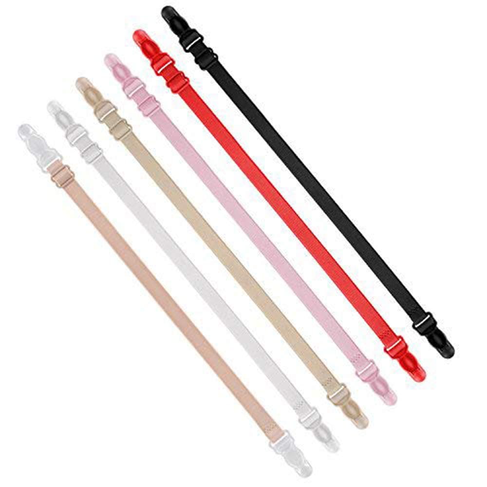ThsindeStrap Clips Non-Slip Women's Bra Straps Holder Adjustable & Concealing White Red Purple Black Flesh Color Creamy-White (White Red Purple Black Flesh Color Creamy-white, One Size)