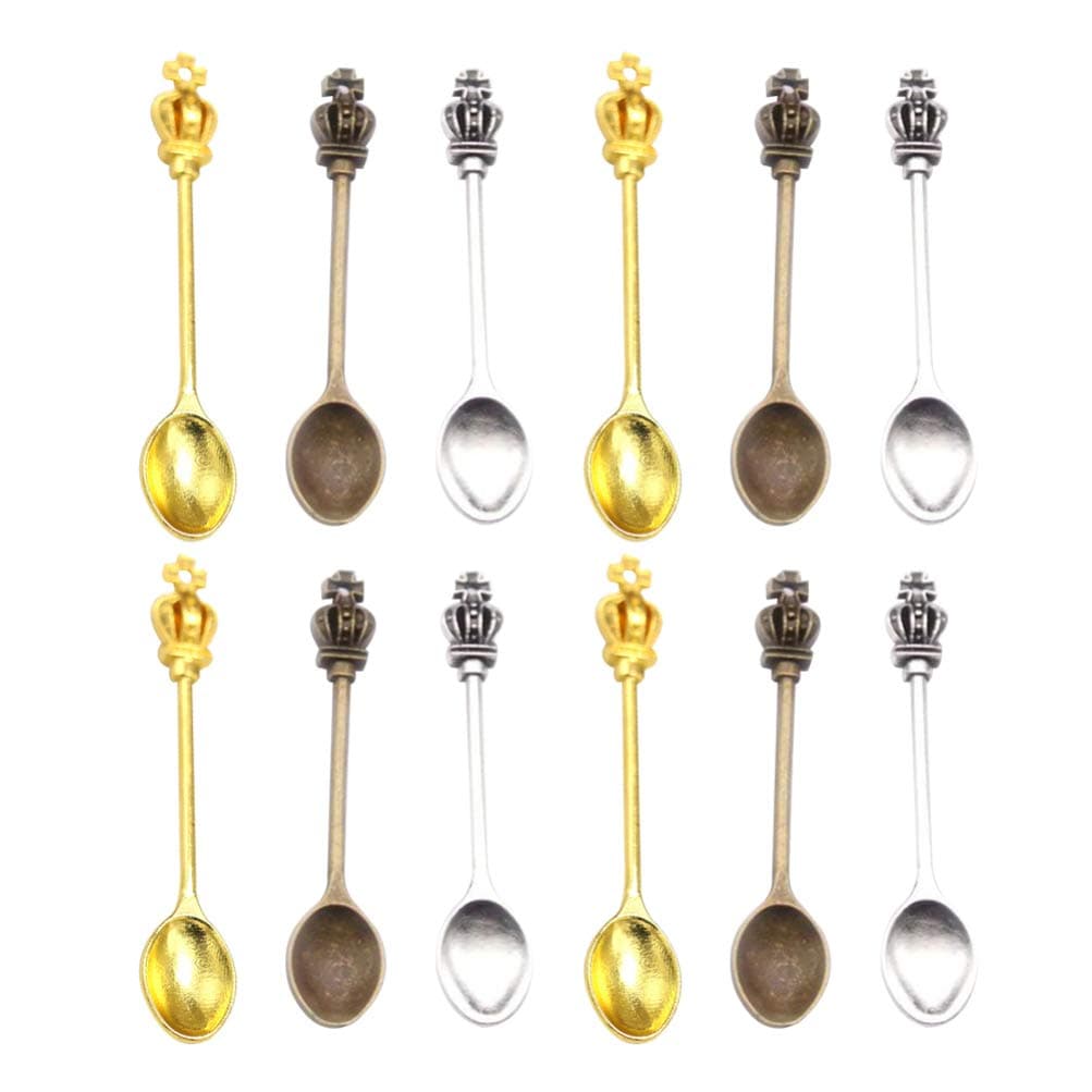 EXCEART 60PCS Vintage Spoon Charms Antique Kichten Spoon Pendants Jewelry Making Bead DIY Crafts Supplies for Necklace Bracelet Keychain Making Mixed Color