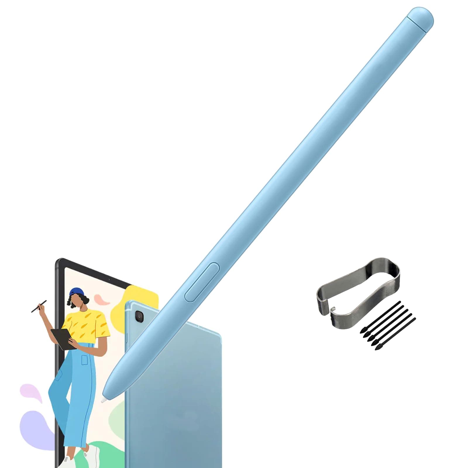 PCTC Galaxy Tab S6 Lite Stylus Pen Replacement for Samsung Galaxy Tab S6 Lite (EJ-PP610), Stylus Pen S Pen for Galaxy Tab S6 Lite Stylus Pen + Free Replacement Tips/Tips (Angora Blue)
