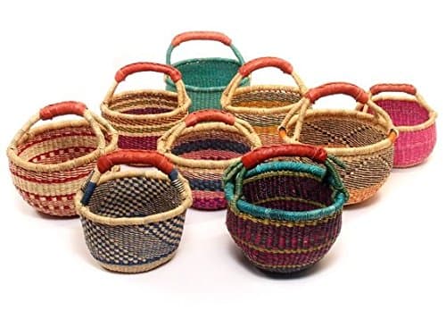 Children's Mini Bolga 7"- 9" Across African Bolga Ghana Basket Fair Trade toys Easter Eggs basket (COLORS VARY) 1 EA