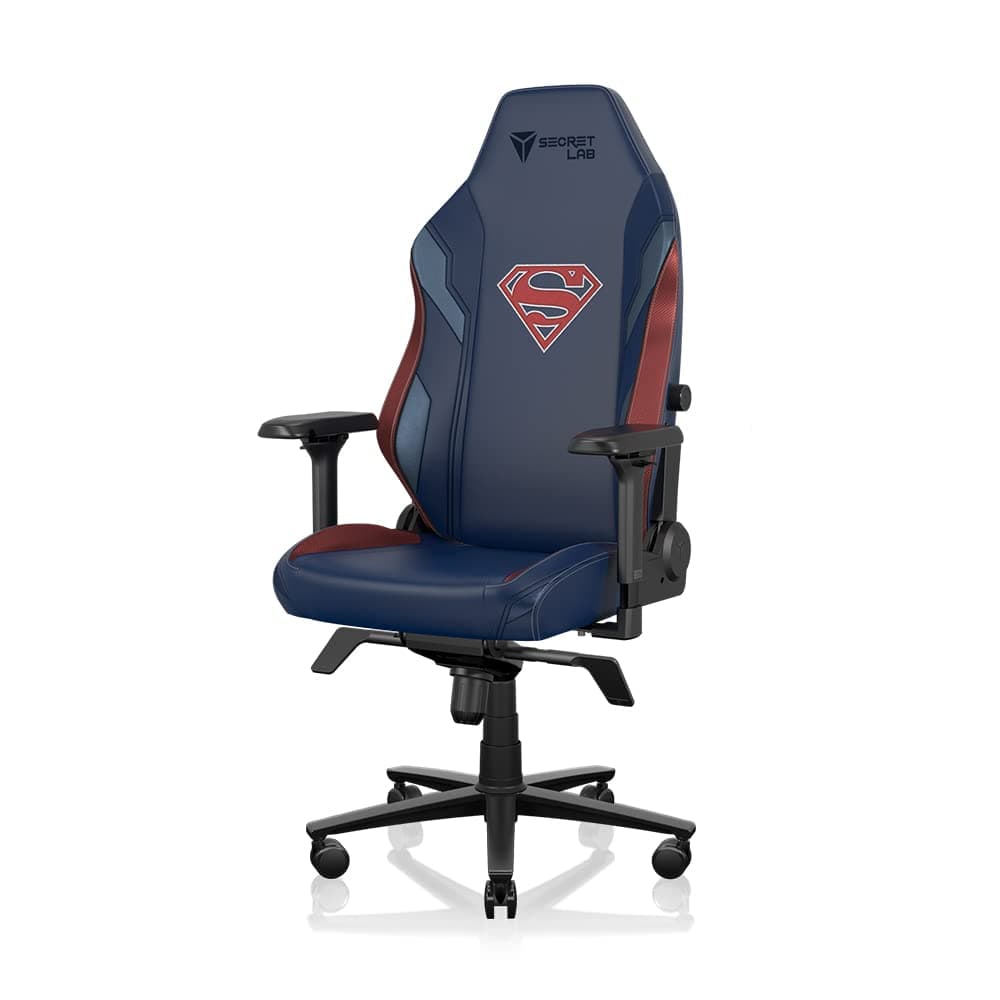 Secretlab Titan Evo Superman Gaming Chair - Reclining - Ergonomic & Comfortable Computer Chair with 4D Armrests - Magnetic Head Pillow & 4-Way Lumbar Support - Small - Blue/Red - Leatherette