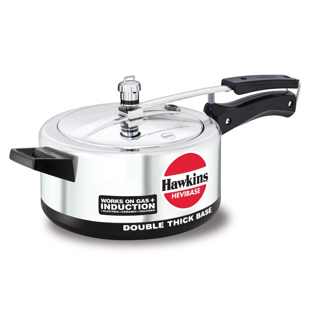 Aluminium 3.5 Litre Hevibase Pressure Cooker,Induction Inner Lid Cooker,Silver(Ih35)