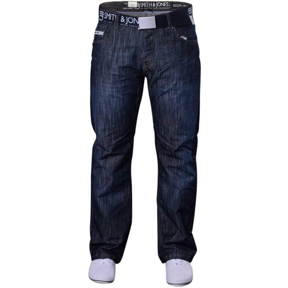 Men's Smith and Jones Designer Batusa Straight Leg Regular Fit Relaxed Denim Jeans