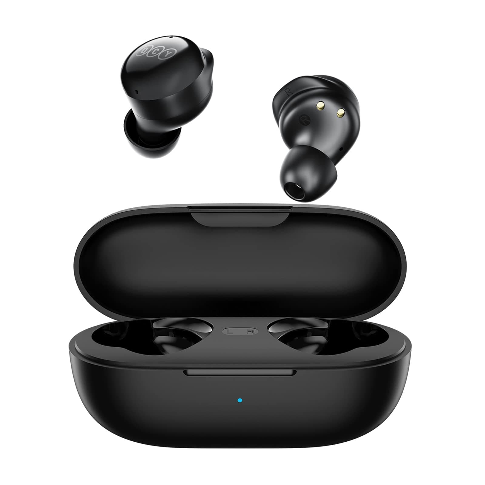 T17 True Wireless Earbuds, Bluetooth Earphone with Microphone, Touch Control with Charging Case, Waterproof Stereo in-Ear Headphone, Type-C Deep Bass Headset, Black