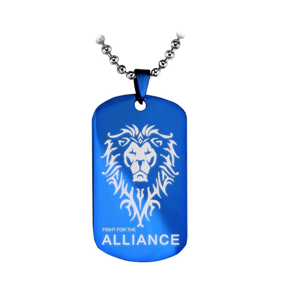 OK-STORE WOW Horde Symbol Titanium Steel Pendant Necklace (Alliance blue)