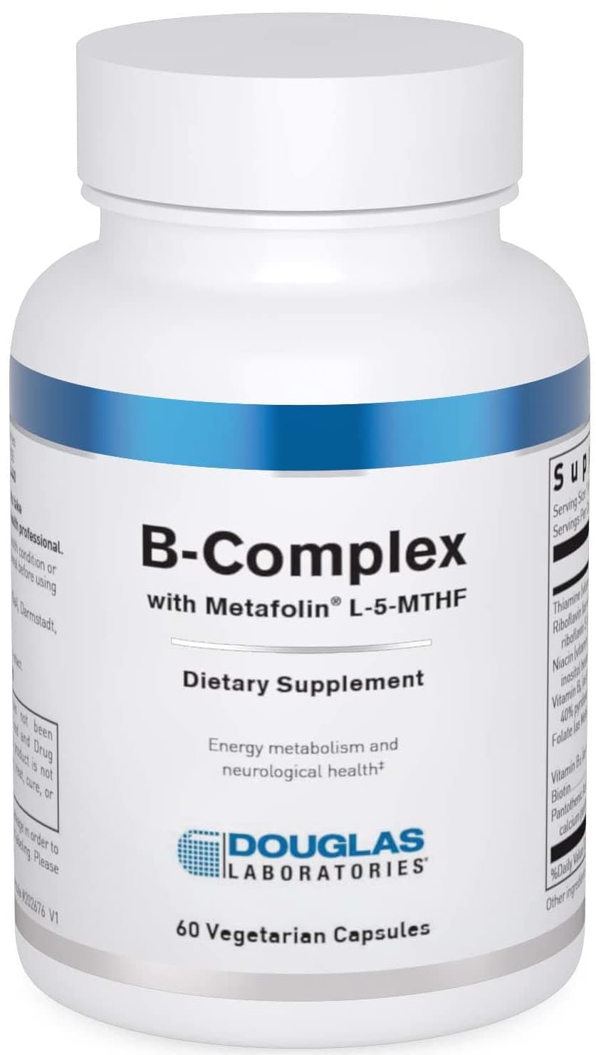 B-Complex with Metafolin - Comprehensive B Vitamin Supplement - Energy & Brain Health Support* - With Folate, Biotin & Thiamin - Non-GMO - 60 Vegetarian Capsules