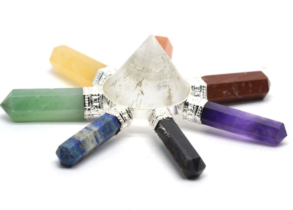 Large 7 Sided Chakra Energy Generator Reiki 8 Stone Quartz Crystal Pyramid