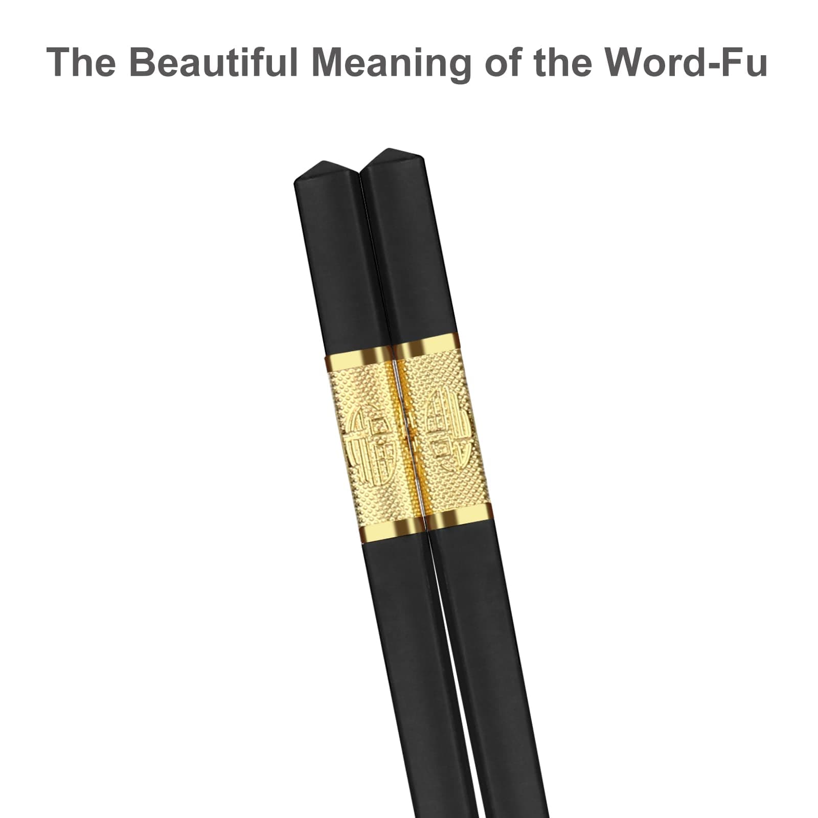 10 Pairs Quality Fiberglass Chopsticks for Sushi Noodles Asian Dishes Dumplings, Reusable Chopstick Gift Set Dishwasher Safe Durable, Japanese Chinese Non-Slip Chop Sticks Lightweight, Black and Gold