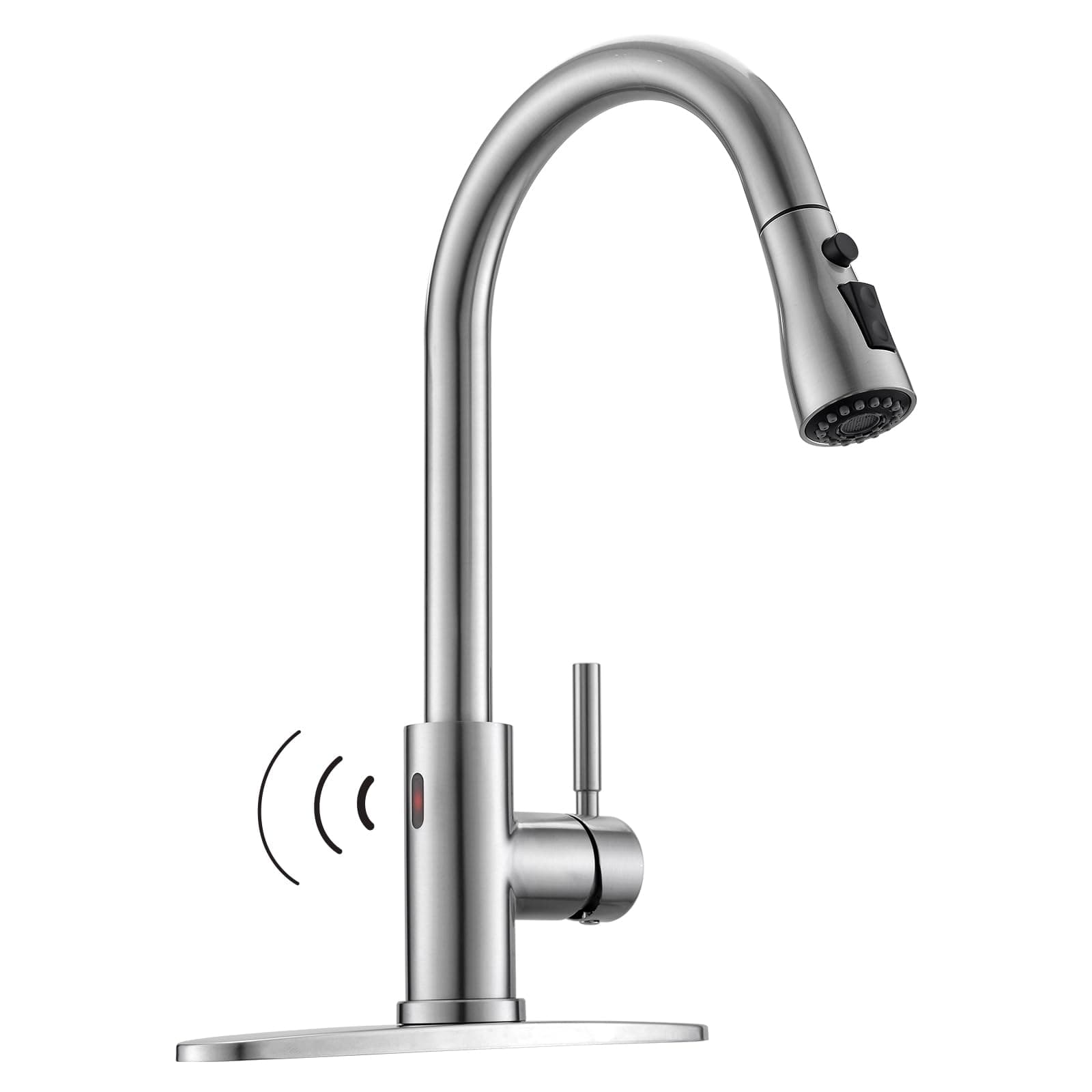 Touchless Kitchen Faucet with Pull Down Sprayer - Single Handle Kitchen Faucets Smart Motion Sensor Stainless Steel Brushed Nickel Sink Faucet