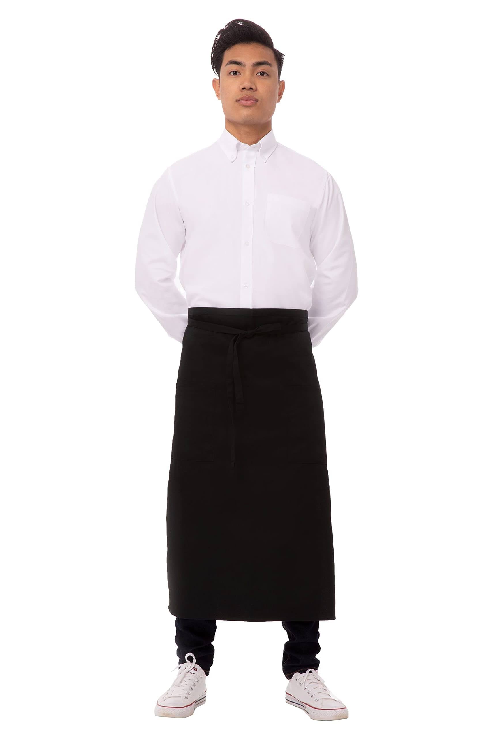 Chef Works unisex-adult Two Pocket Bistro Apron, Black, One size