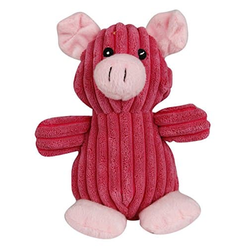Dogloveit Corduroy Animal Pig Shape Squeaky Dog Toy,Pink,9-Inch