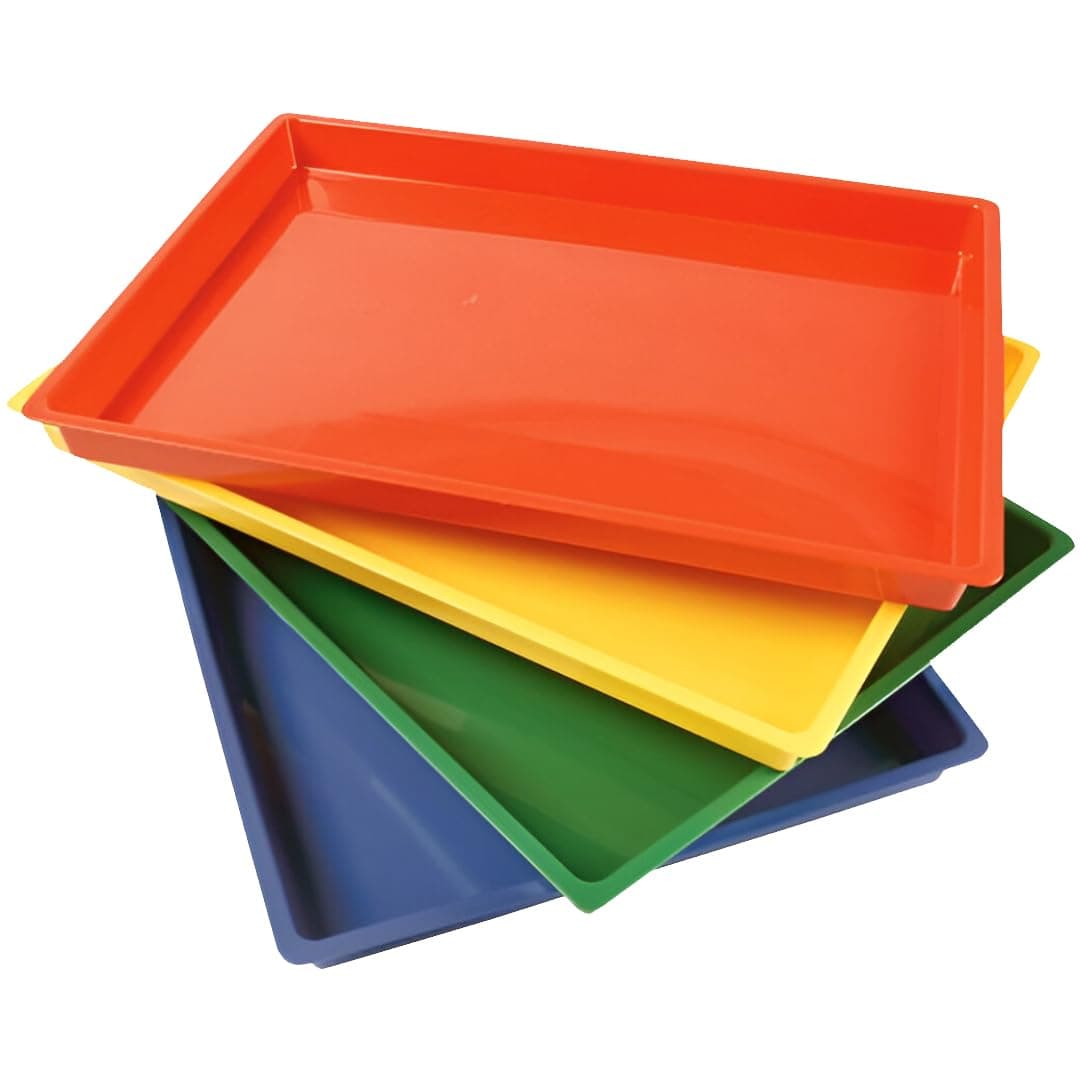 EDX-770 Messy Trays, Set of 4 Hard Plastic Trays, Multi-Color
