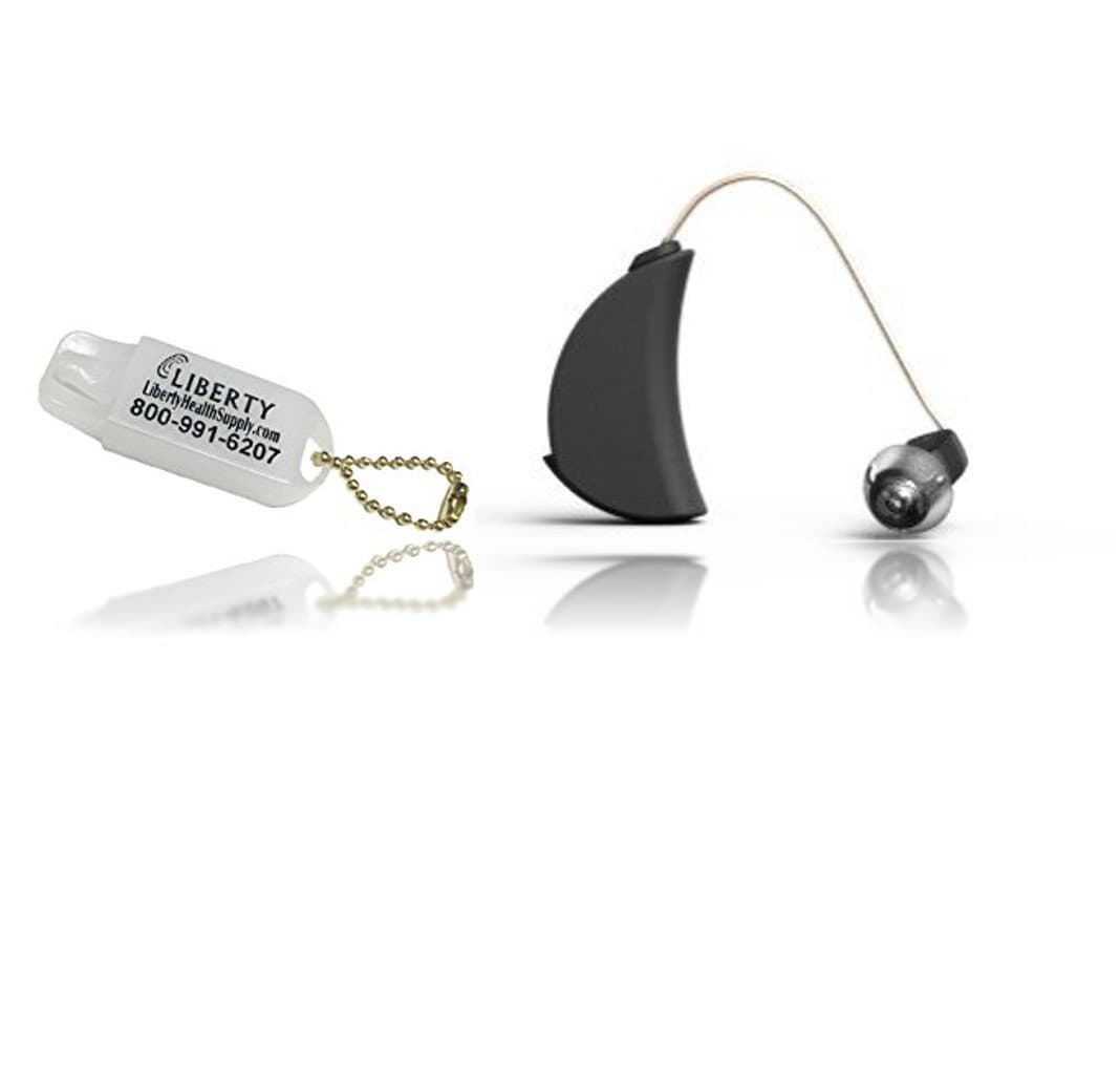 ExSilent Ytango Lite- Personal Sound Amplifier and LIBERTY Hearing Aid Battery Keychain (Black/Left)
