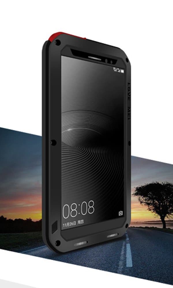 LOVE MEI Case for HUAWEI Mate 8, Waterproof Shockproof Dustproof Aluminum Metal with Gorilla Glass Cover Black *Two-Years Warranty*