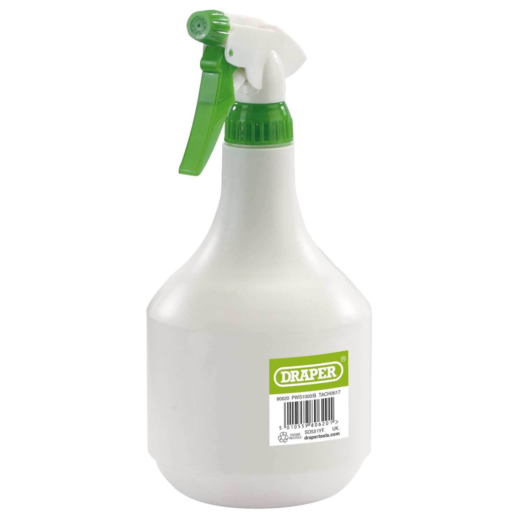 Draper 1 Litre Plastic Water Spray Bottle | Gardening & Cleaning Spray Bottles | Plant Watering Garden Sprayer | Adjustable Mode | 80620