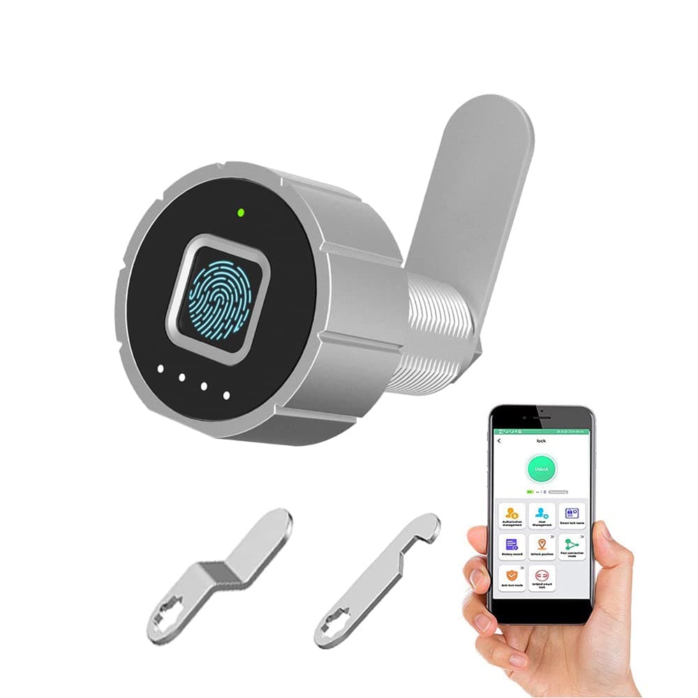 Fingerprint Drawer Lock eLinkSmart Bluetooth App Cabinet Lock 20MM (17MM) for Home Office Mailbox Keyless Furniture with 3 Sizes Tubular ​Cam 20 Fingerprints 1000+ App Users