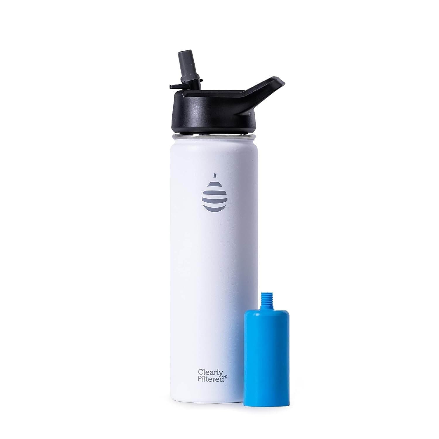 20oz Water Bottle/Targets 220+ Contaminants/Double-Wall Insulated Stainless Steel Filtered Water Bottle BPA/BPS-Free Phthalate-Free Filters Fluoride Lead Chlorine (White)