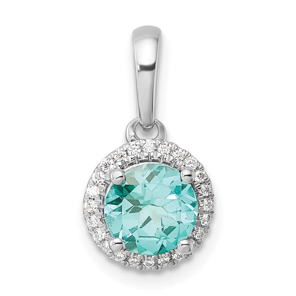 14ct White Gold Pure Serenity Lab Grown Dia Round Cr Paraiba Pendant